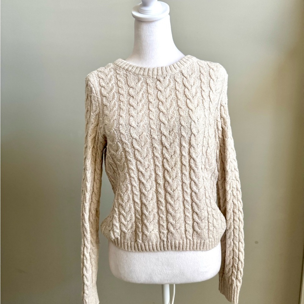 American Eagle Outfitters Cream Cable Knit Fisherman’s Sweater